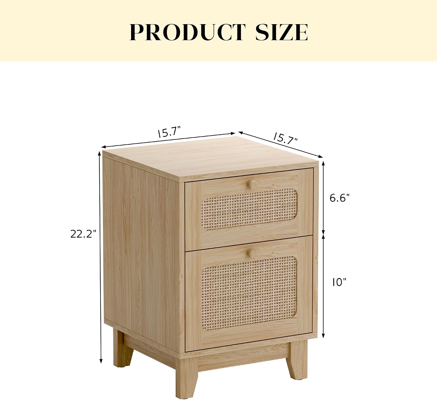 Natural Wicker Rattan Single-Drawer Nightstand