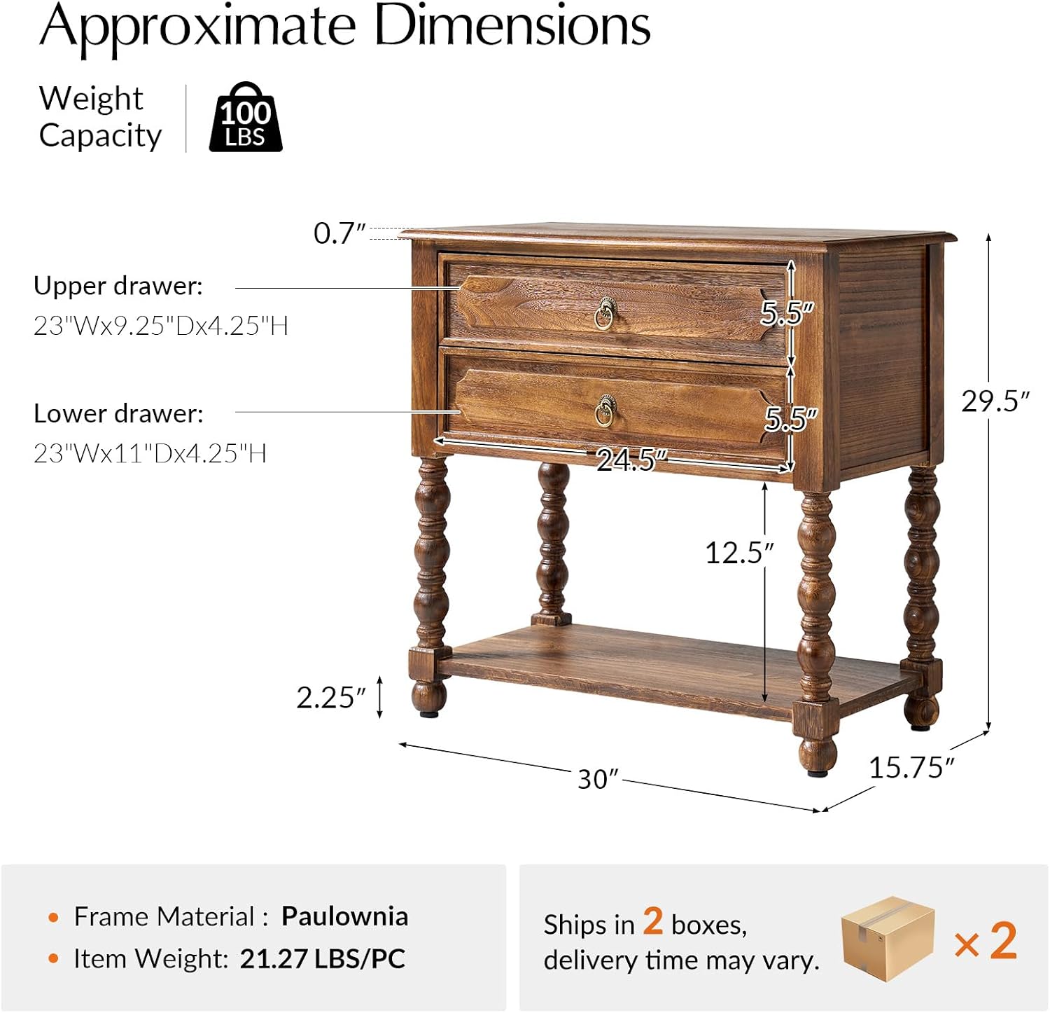 Farmhouse Pair of Charging Side Tables