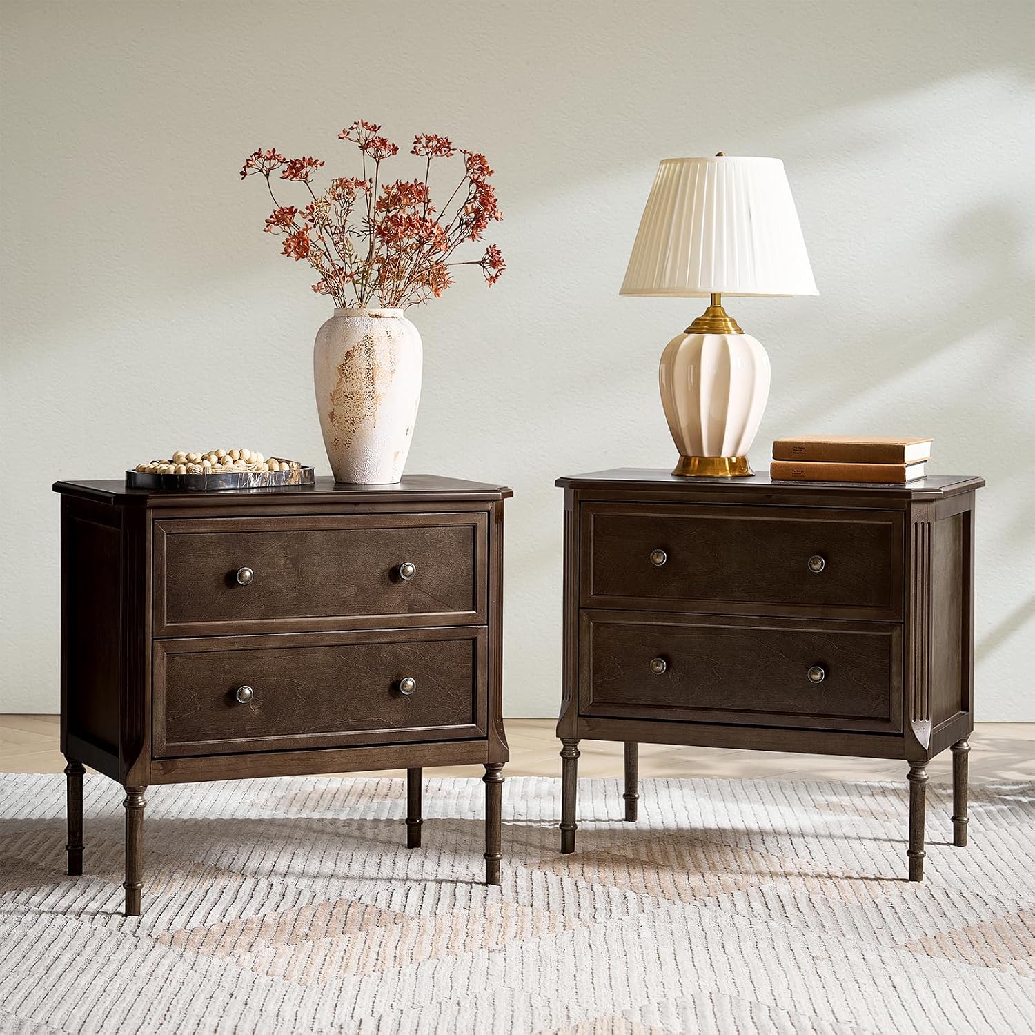 Pair of Walnut Charging Side Tables