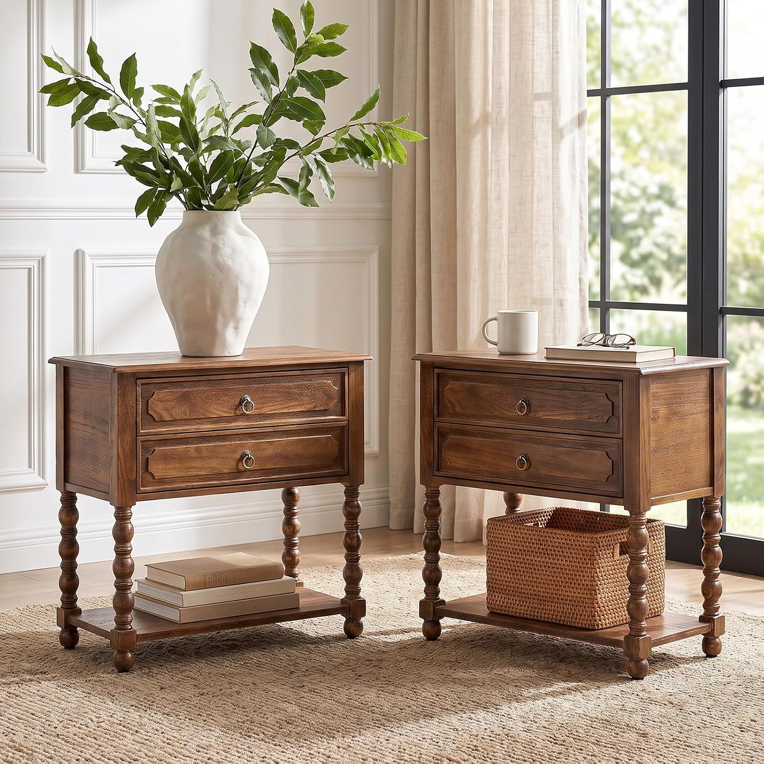 Farmhouse Pair of Charging Side Tables